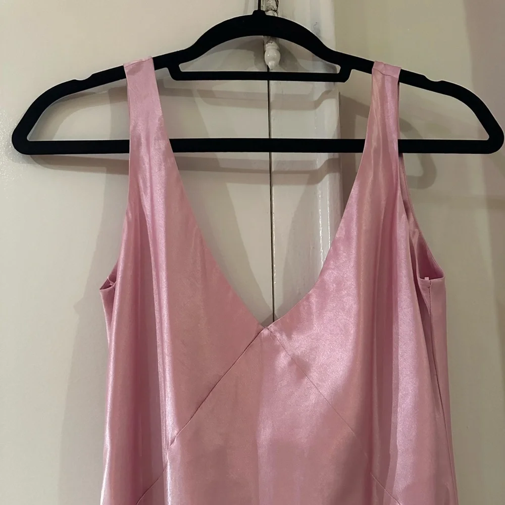 Vince V Neck Satin Slip Dress - Picture 5 of 7